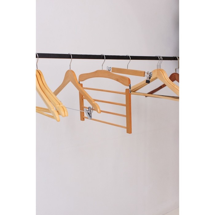 Плечики - вешалка для брюк и юбок LaDо́m Bois, 38,5&times;1,2&times;34,3 см, деревянная сорт А, многоуровневая, широкие плечики