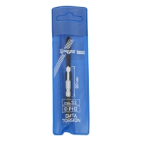 Бита ТУНДРА ПРОФИ, Torsion, сталь S2, PH2 х 90 мм, пвх-чехол