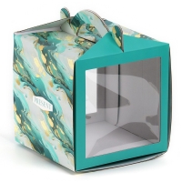 Коробка кондитерская с окном, сундук, &laquo;Мрамор&raquo;, 20 х 20 х 20 см
