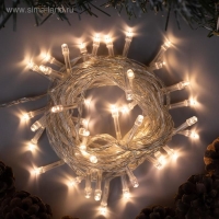 Гирлянда &laquo;Нить&raquo; 5 м, IP20, прозрачная нить, 50 LED, свечение тёплое белое, 8 режимов, 220 В