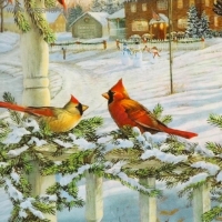 Набор декупажных карт 6 шт "Птицы зимой" А4, 45 г/м2