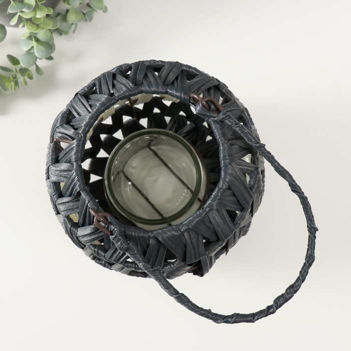 Подсвечник пластик на 1 свечу "Зигзаг" чёрно-белый 11х20х27 см