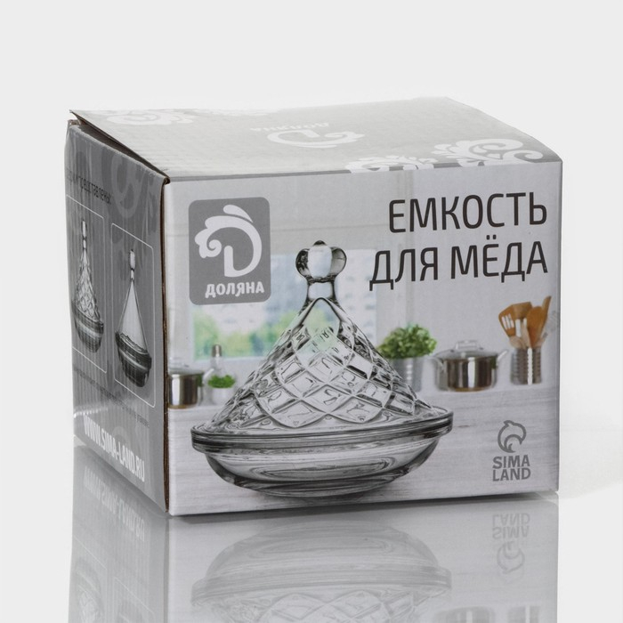 Ёмкость стеклянная для мёда и варенья Доляна &laquo;Купол&raquo;, 200 мл, 12,5&times;12 см