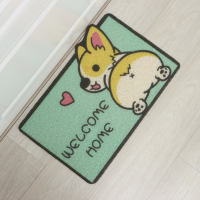 Коврик придверный грязезащитный Доляна &laquo;Корги&raquo;, 40&times;60 см, цвет зелёный