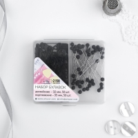 Набор булавок: портновские, английские, 32 / 35 мм, 100 шт, цвет чёрный