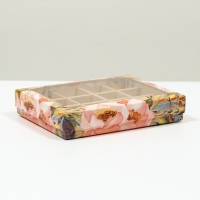 &laquo;Коробка для конфет, 12 шт, 19 х 15 х 3,5 см, крафт цветы&raquo;