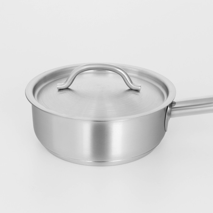 Сотейник из нержавеющей стали с крышкой Hanna Kn&ouml;vell, 1,2 л, d=16 см, h=6,5 см, толщина стенки 0,8 мм, индукция
