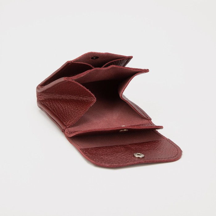 Монетница на кнопке TEXTURA, цвет бордовый