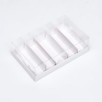 Кондитерская коробка складная под 5 эклеров, белая, 22х13,5х7см