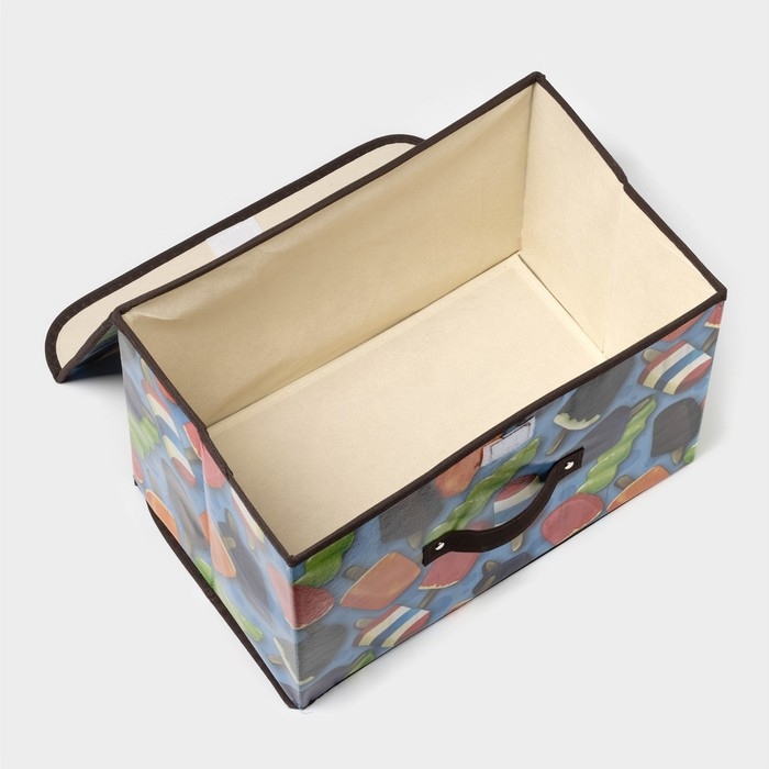 Короб стеллажный для хранения с крышкой &laquo;Эскимо&raquo;, 38,5&times;25&times;24,5 см, цвет синий