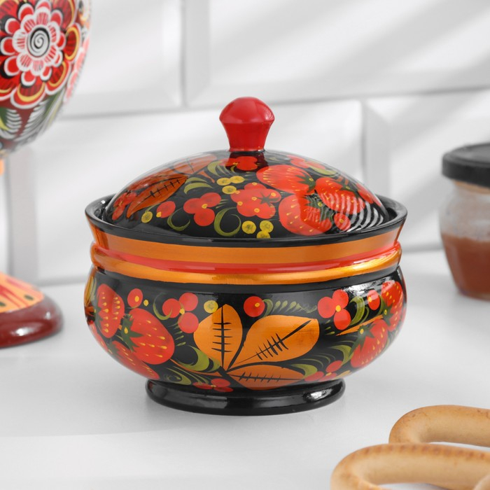 Сахарница &laquo;Ягодка&raquo;, 11х12 см, хохлома, микс