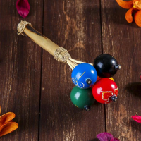 Сувенирный музыкальный инструмент "Маракас с 5 шариками" 10х27х10 см