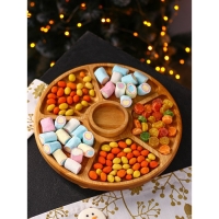 Подарочный набор деревянной посуды Adelica &laquo;Фортуна&raquo;, менажница на ножках с соусницей, d=30 см, 70 мл, берёза