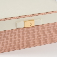 Шкатулка кожзам для украшений "Бантик" бело-розовая 17х23,5х10 см