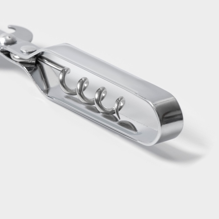 Открывашка - штопор Доляна &laquo;Помощник&raquo;, 14 см, цвет серебристый