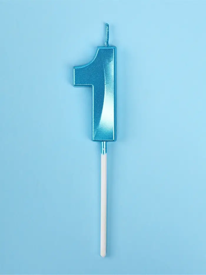 Свеча в торт на шпажке &laquo;Грань&raquo;, цифра 1, голубая, 5 см