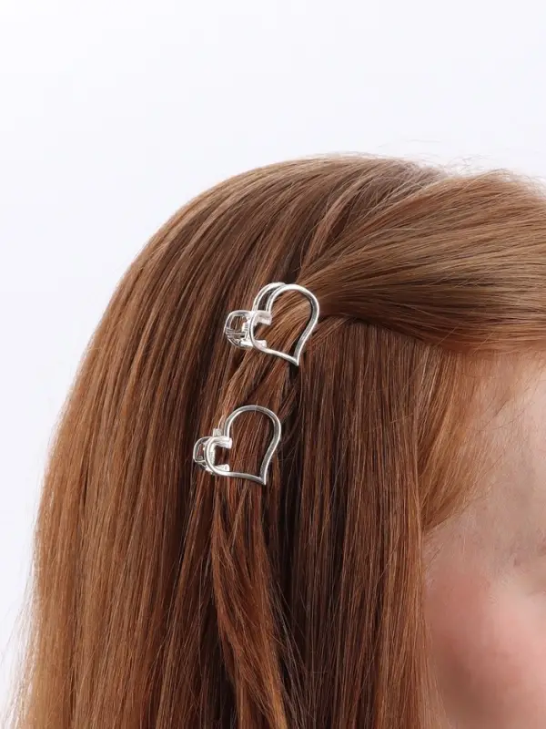 Крабик для волос &laquo;Эмма&raquo;, сердце, 2.5&times;2 см, серебро