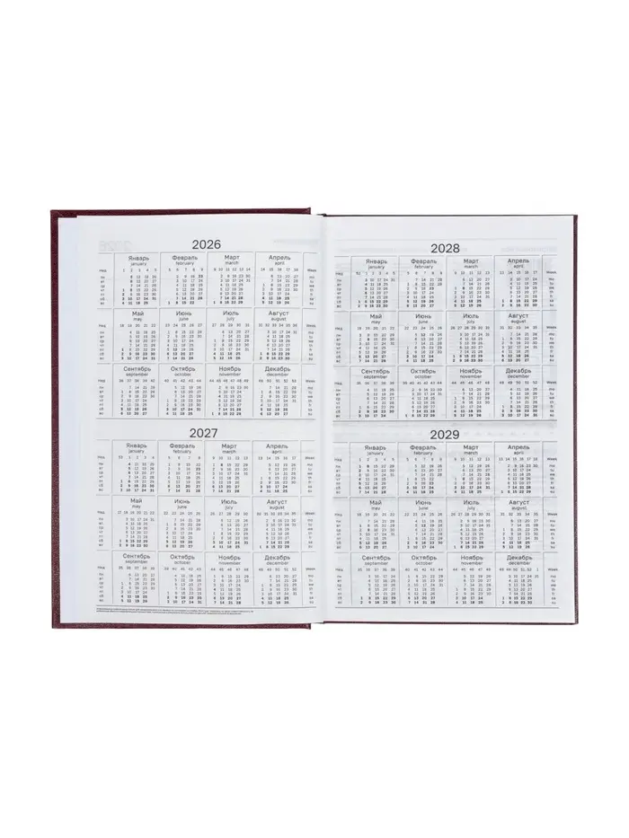 Ежедневник датир 2026г А5 168л б/вин, Бордо