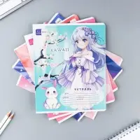 Тетрадь в клетку 12 листов А5, на скрепке &laquo;Аниме&raquo;, обложка мелованный картон, блок №2, 5 видов МИКС