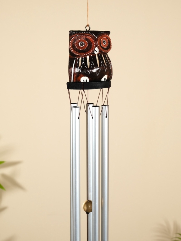Музыка ветра "Совёнок" дерево, алюминий 9х8х100 см