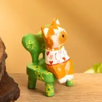 Сувенир дерево "Спящий котик на стуле" 4х5,5х7,5 см