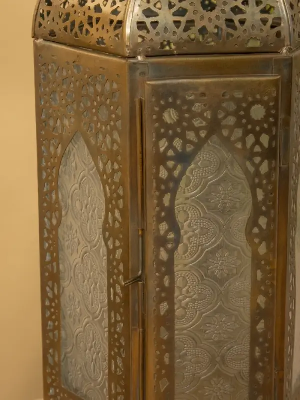 Подсвечник фонарь "Золотое кружево" железо 19,5х19,5х35,5 см