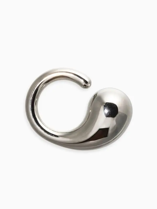 Кольцо пластик "Капля Бо", р-р 17, цвет серебро