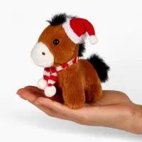 POMPOSHKI мягкая игрушка Лошадка, в шапочке, коричневая