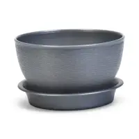 Горшок для цветов с поддоном 0,5 л d12,5см h0,7 см "Фиалочка" серый перламутр