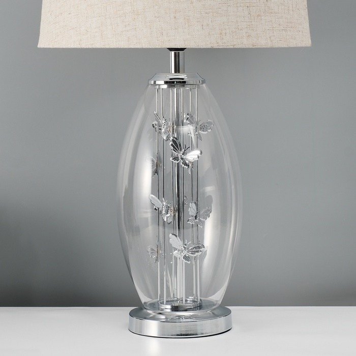 Настольная лампа с абажуром RISALUX &laquo;Морган&raquo;, Е27, 40 Вт, хром, 35&times;35&times;62.5 см