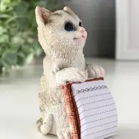 Сувенир полистоун с блокнотом 20 листов "Серый котик" 6,5х5х11 см