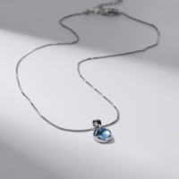 Кулон &laquo;Нежность&raquo; на цепочке, цвет голубой в серебре, 45 см