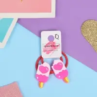 Резинка для волос "Крошка" (набор 2 шт) мороженое, розовый