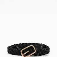 Ремень жен 03-01-01-01, Июнь2501, 1,8*0,3*110 см, без винта, пряж золото, 1 прокол, черный   1090311