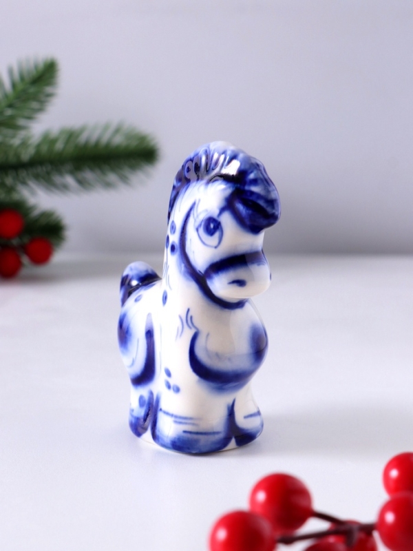 Сувенир Конь, 9х7х3,5см, гжель