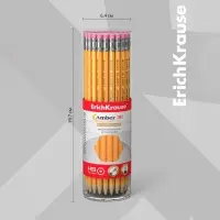 Карандаш чернографитный с ластиком ErichKrause Amber 101, НВ, грифель d=2.2 мм, дерево, шестигранный в тубусе