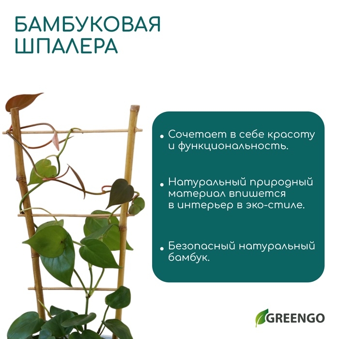 Шпалера, 45 &times; 20 &times; 1 см, бамбук, &laquo;Одинарная&raquo;, Greengo