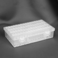 Набор баночек для рукоделия, 64 баночки, 1,5 &times; 3 &times; 5 см, в контейнере, 13 &times; 22 &times; 5 см, с наклейками, цвет прозрачный