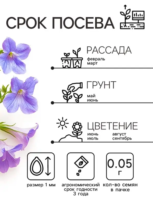 Семена  цветов Лобелия "Сапфир" ампельная, О, 0,05 г