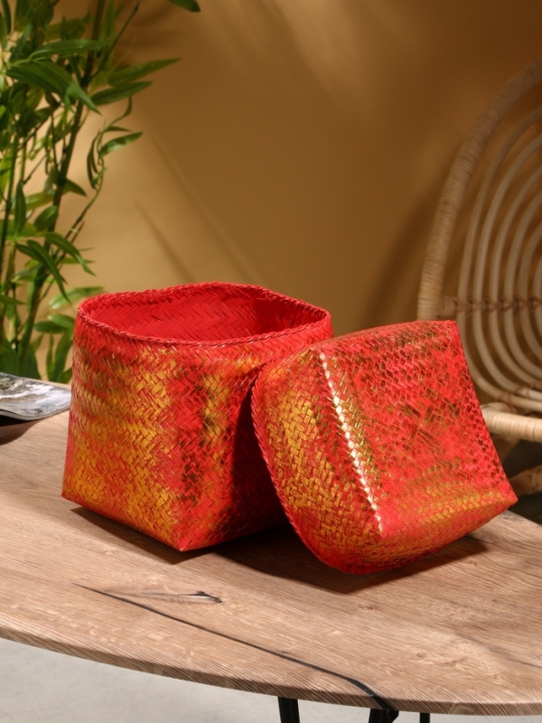 Корзинка плетеная "Голден" 20х20х26 см, розовый