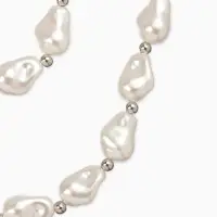 Набор 2 пред-та: бусы,браслет "Жемчуг барочный", капля, 40/18см, цвет белый в серебре