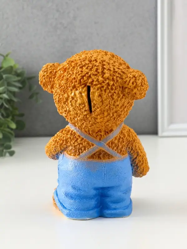 Копилка "Мишка в джинсах" коричневый, 19,5х13х11 см