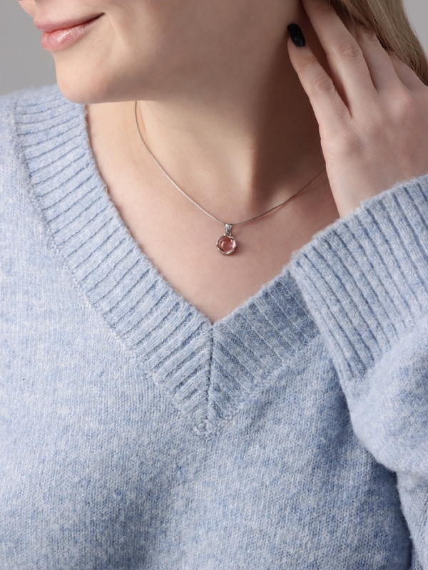 Кулон &laquo;Нежность&raquo; на цепочке, цвет розовый в серебре, 45 см