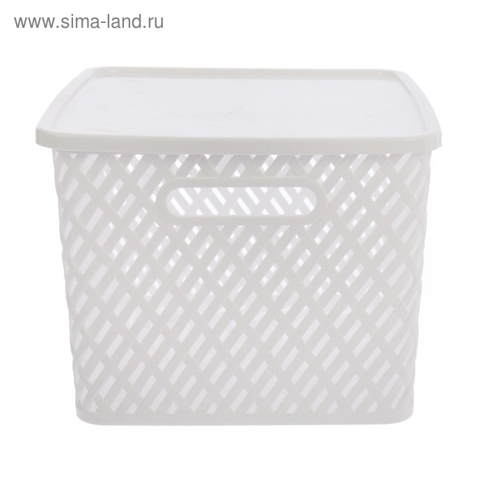 Корзина для хранения с крышкой &laquo;Плетёнка&raquo;, 35&times;29&times;22,5 см, цвет белый