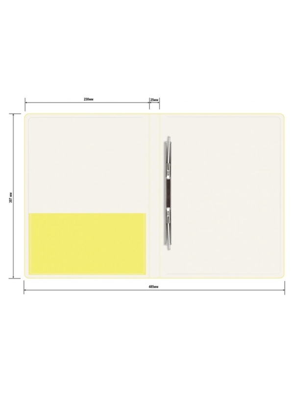 Папка с пружинным скоросшивателем А4, 700 мкм, 27 мм, Calligrata Double Neon, внутренний карман, до 180 листов, желтый неон