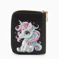 Кошелек дет 07-01-01 Июнь2547 единорог, 8,5*2,5*10,5 см, 2 отд+отд/молн, д/карт, черный