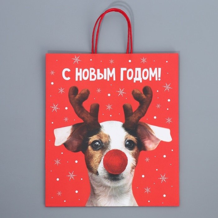 Пакет подарочный новогодний крафтовый &laquo;Олень ты&raquo;, 28 х 32 х 15 см