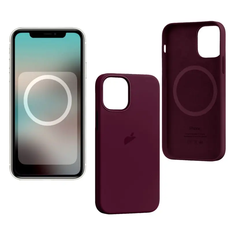 Чехол iPh 12 Pro Max Silicon Case  Plum (MagSafe + анимация NFC) c LOGO