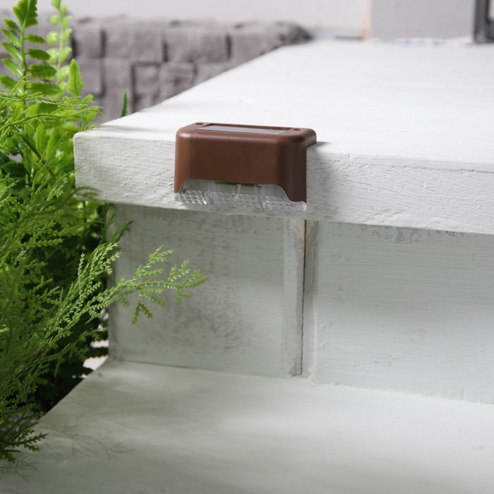 Садовый светильник на солнечной батарее, 8 &times; 4.5 &times; 4.5 см, 1 LED, свечение белое, коричневый