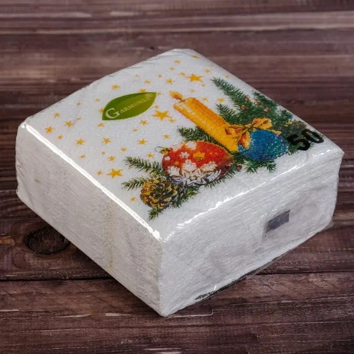 Салфетки новогодние бумажные Гармония цвета &laquo;Свеча&raquo;, 24х24 см, 50 шт